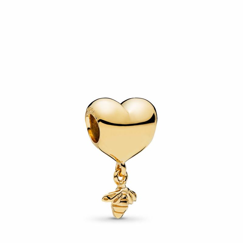 Pandora Shine™ Heart & Bee Charm - 18ct Gold Plated - Canada | FB8769SK